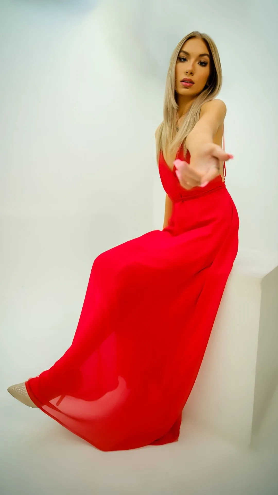 Titi Maxi Dress-Poppy Red