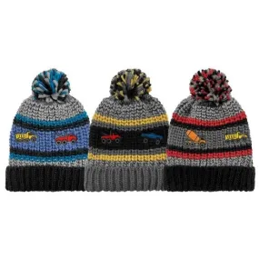 Toddler Boys Knit Cuff Hat with Embroidered Trucks, Assorted Colors