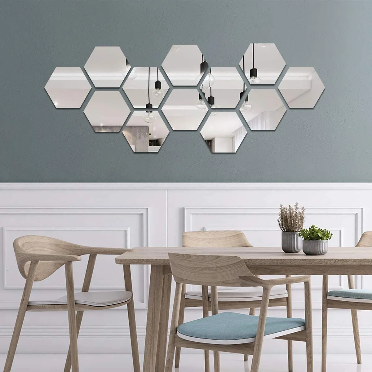 Unique Hexagon Mirror for Wall Decor (Pack of 12)