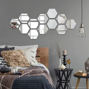 Unique Hexagon Mirror for Wall Decor (Pack of 12)