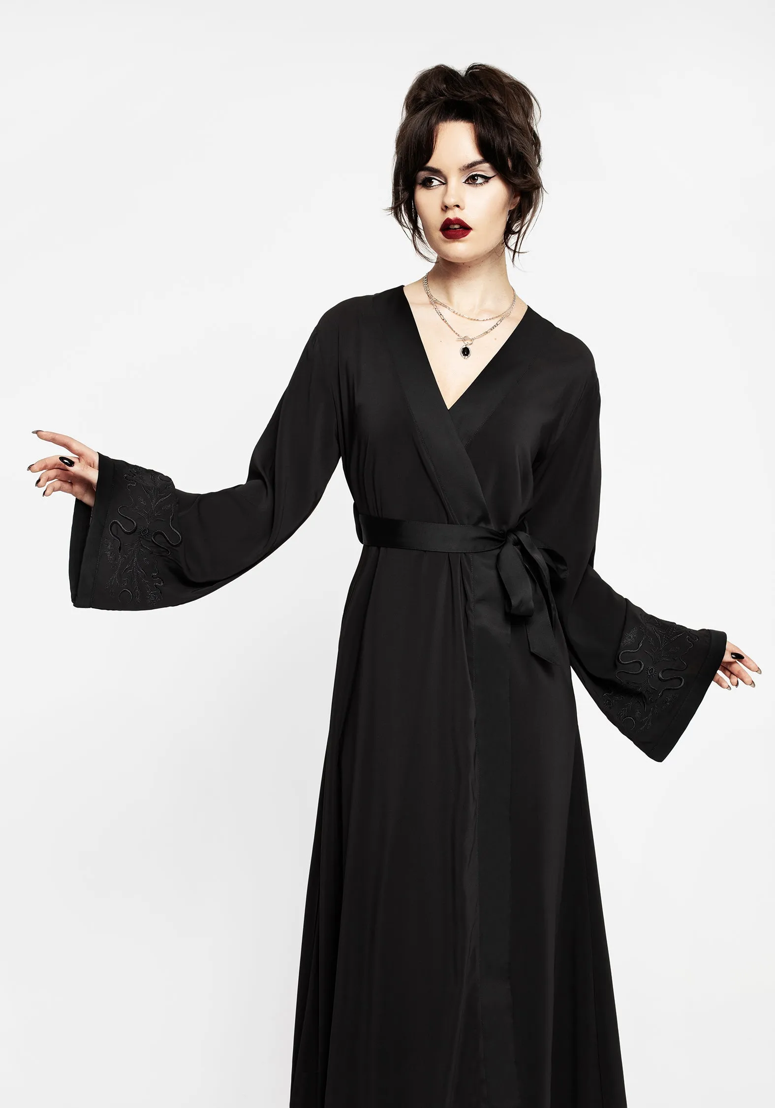 Veles Embroidered Chiffon Midaxi Wrap Dress