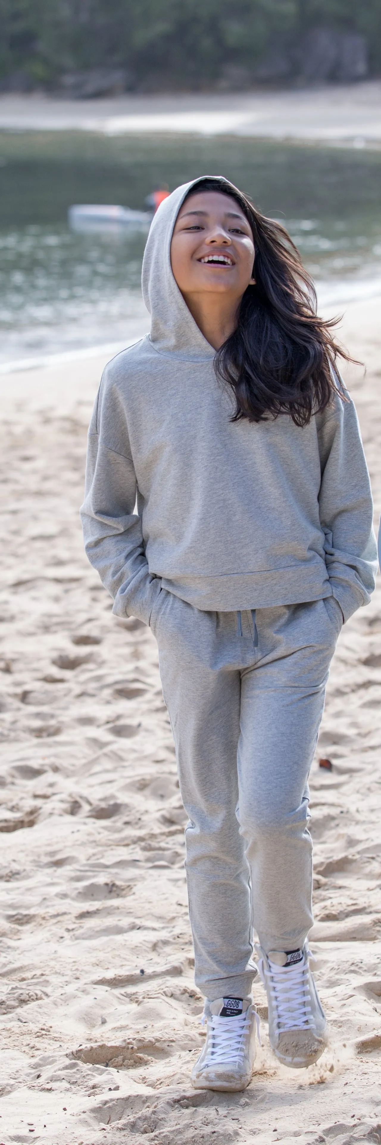 VENICE BEACH HOODIE AND SWEATPANTS IN MOTTLED GREY