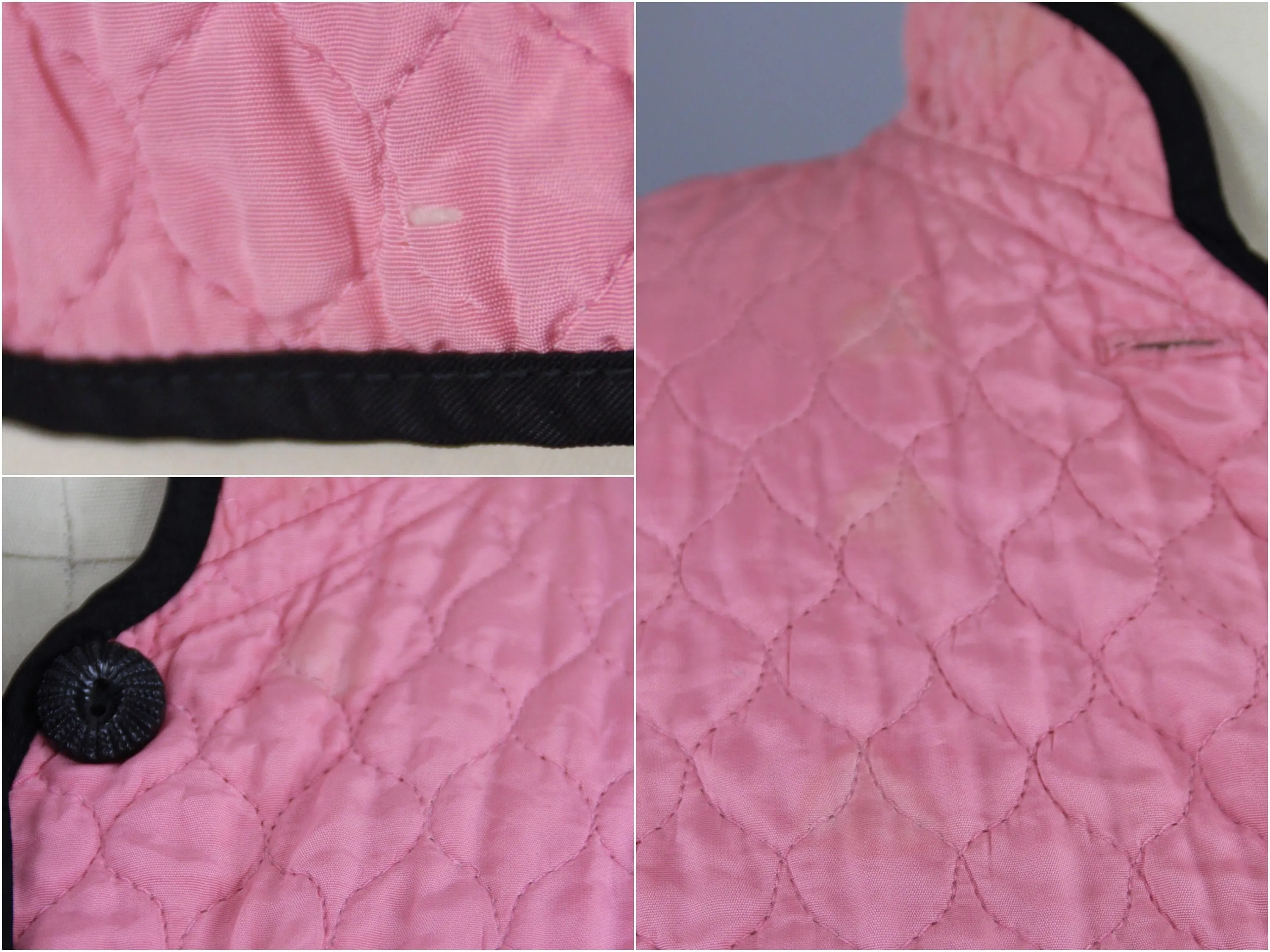 Vintage 1940s Bed Jacket / Carnation Pink Quilted Rayon