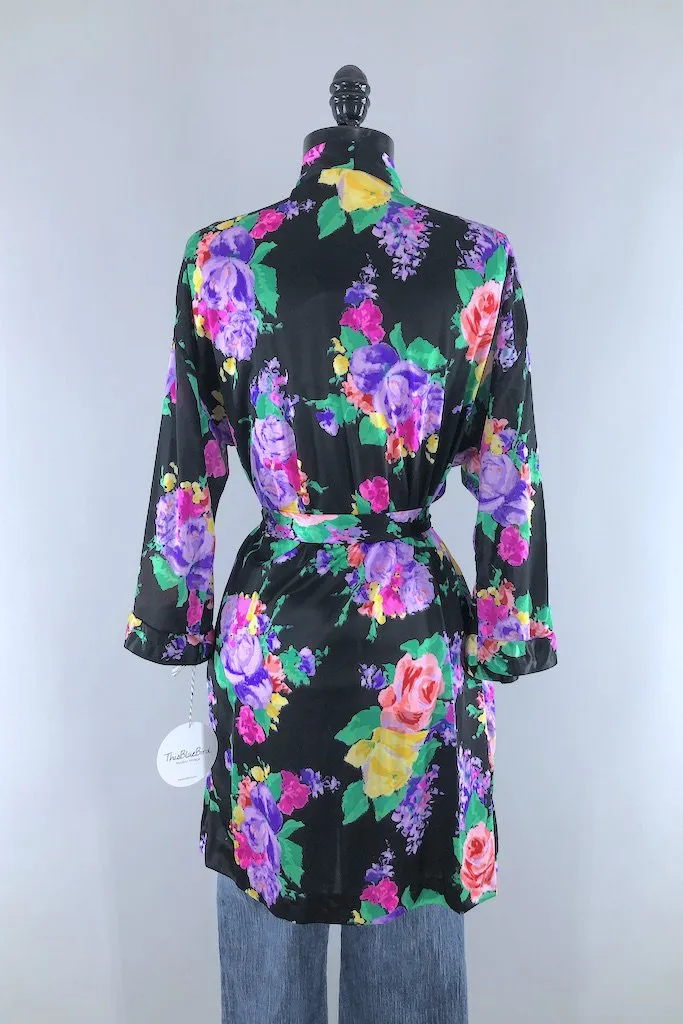 Vintage Roxanne Neon Floral Robe