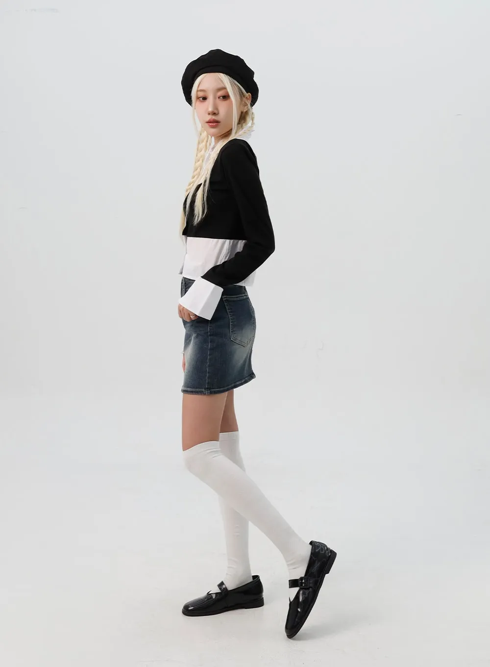 Washed Denim Mini Skirt IS311