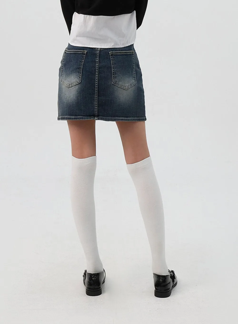 Washed Denim Mini Skirt IS311