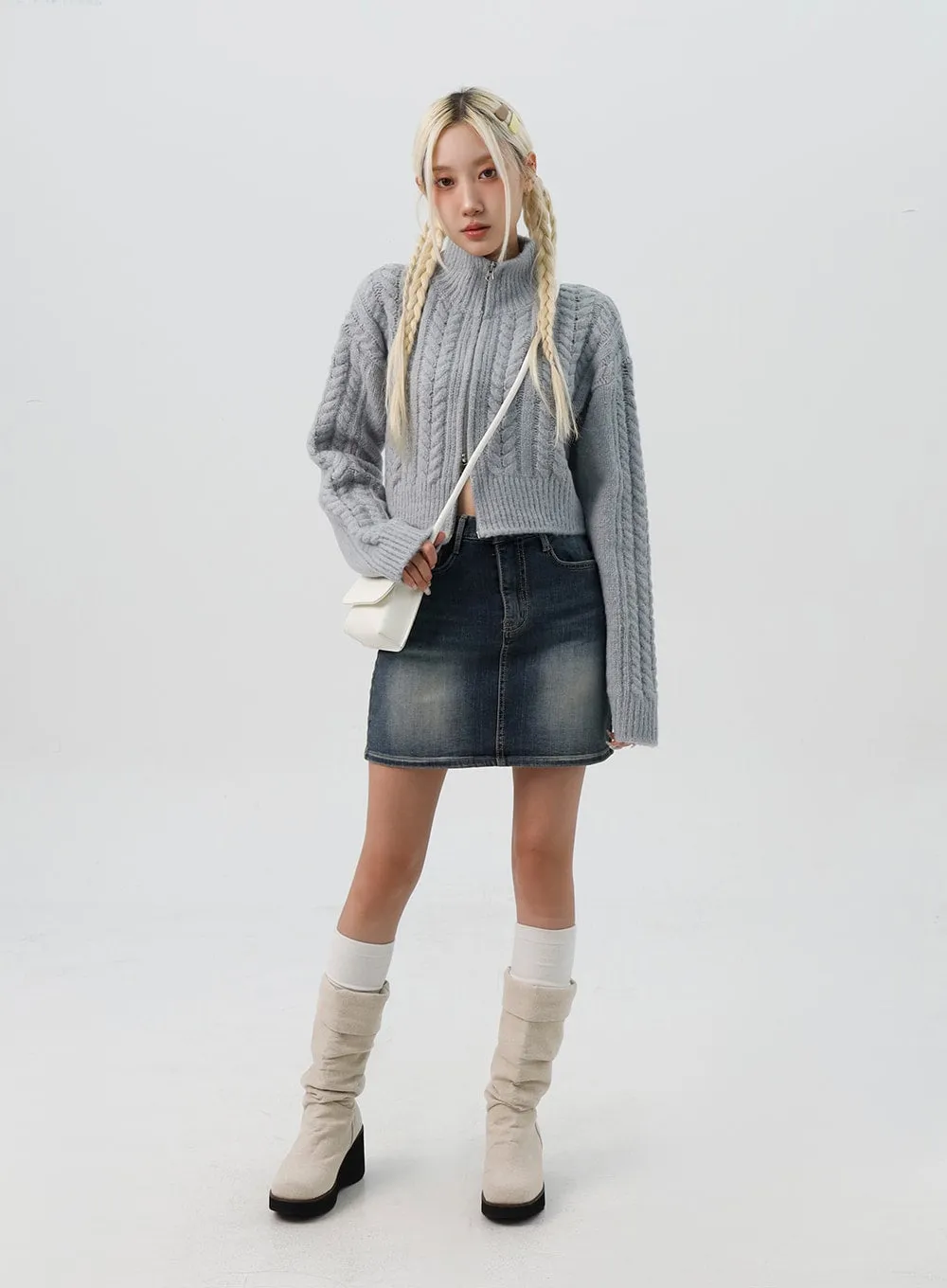 Washed Denim Mini Skirt IS311