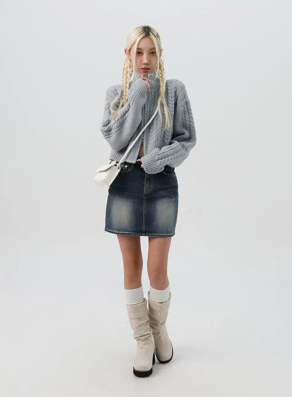 Washed Denim Mini Skirt IS311