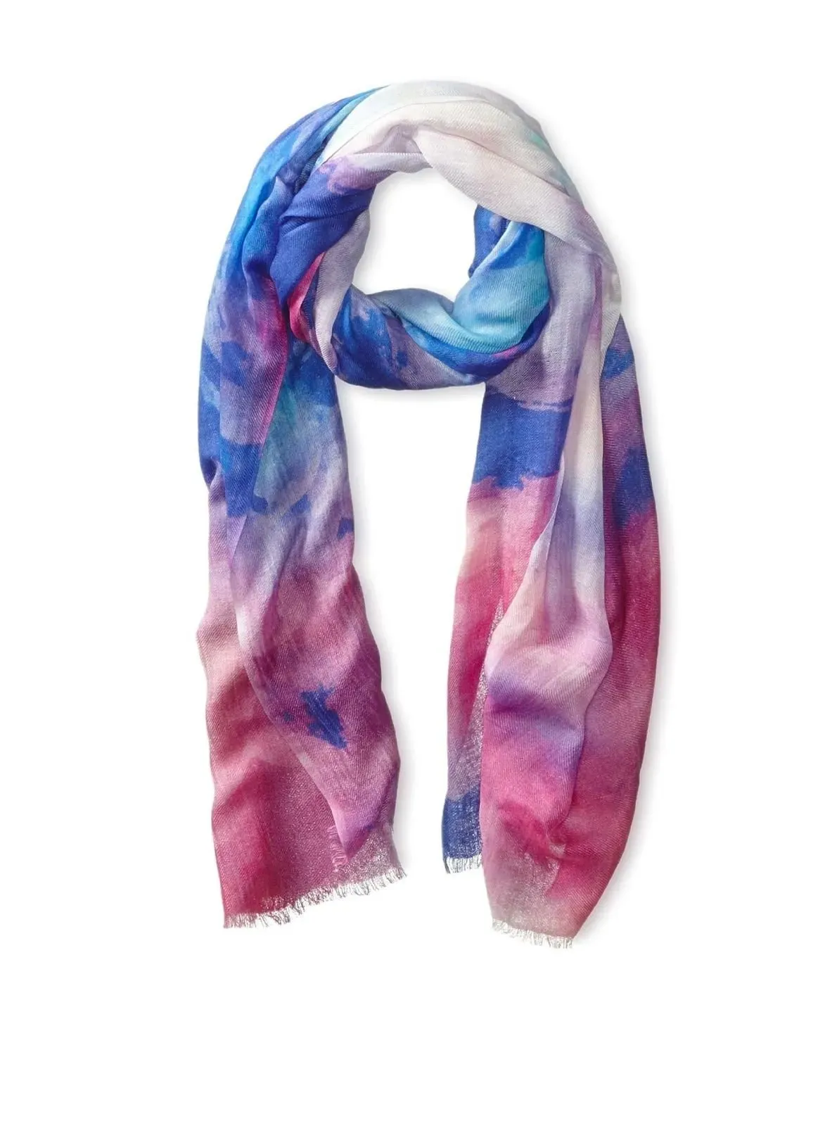 Watercolor Oblong Scarf With Ombre Print