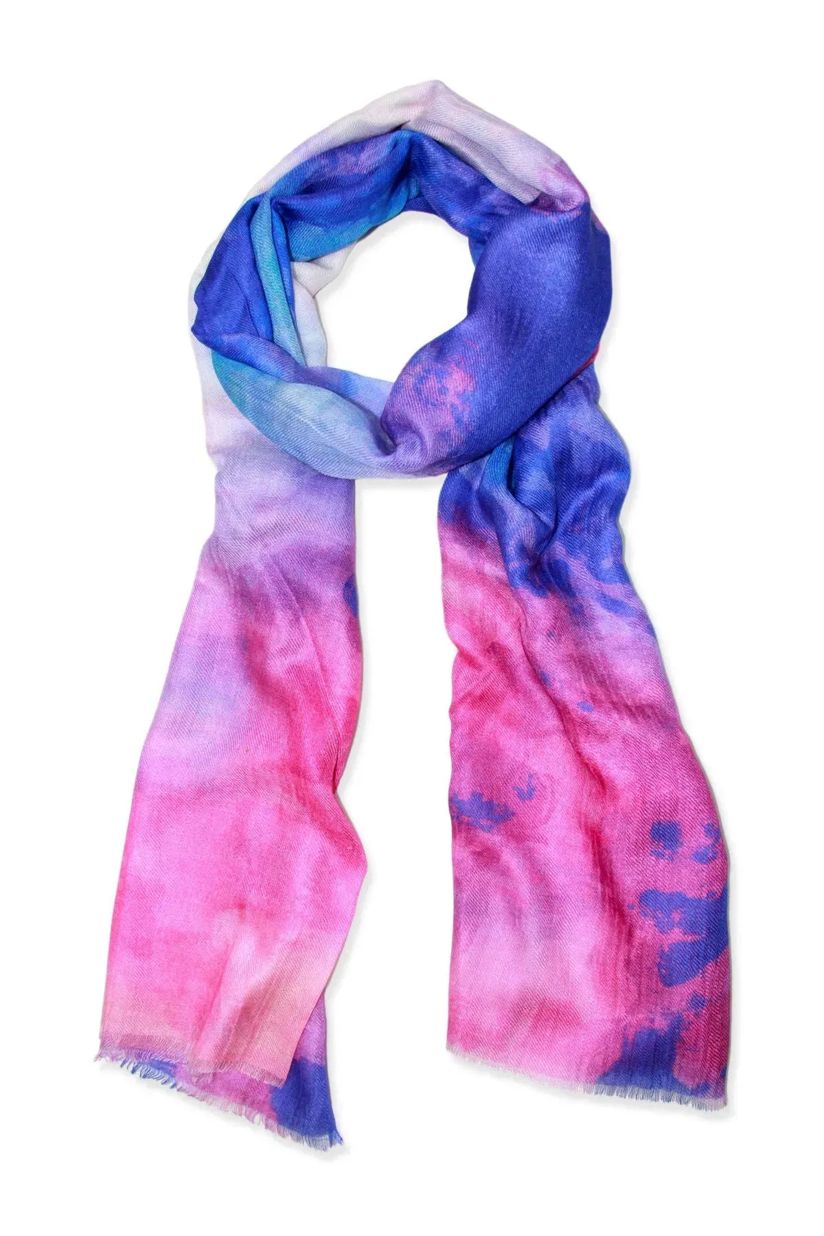 Watercolor Oblong Scarf With Ombre Print