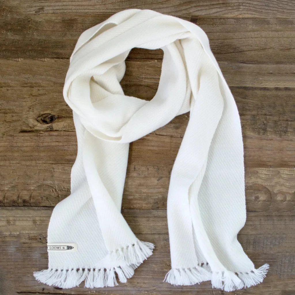 White Handwoven Cashmere Scarf