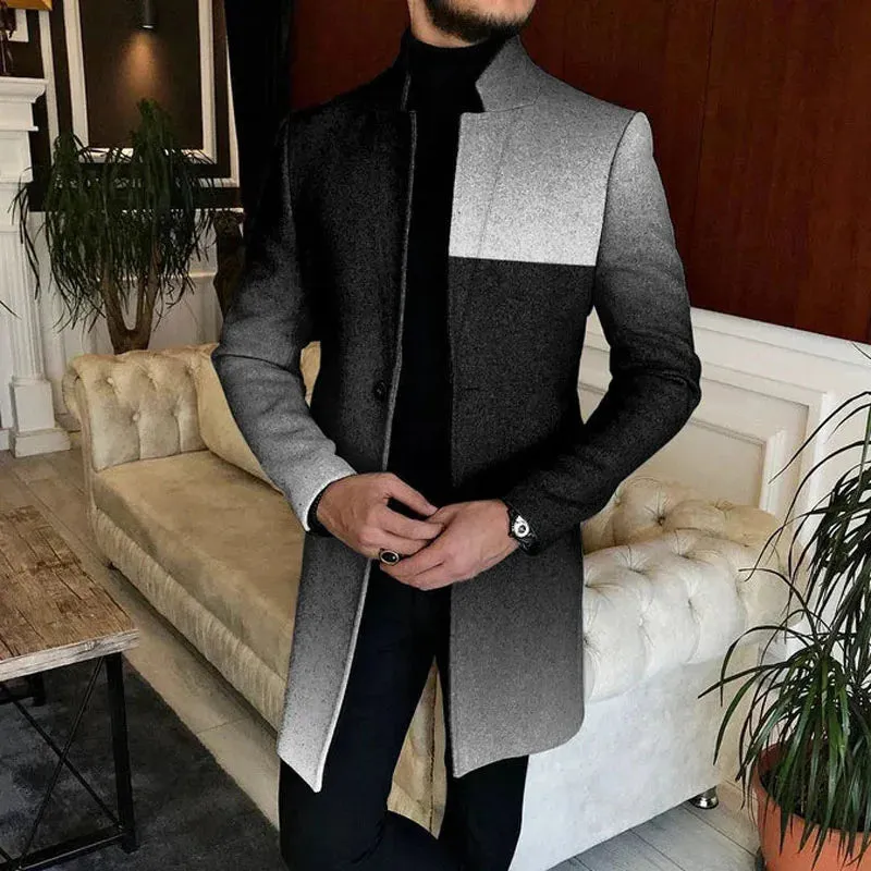 Wiaofellas  -  Men Stand Collar Mid-Length Jacket New Autumn Winter Long Sleeve Outerwear&Coat Daily Male Top Man Casual Single Button Overcoat