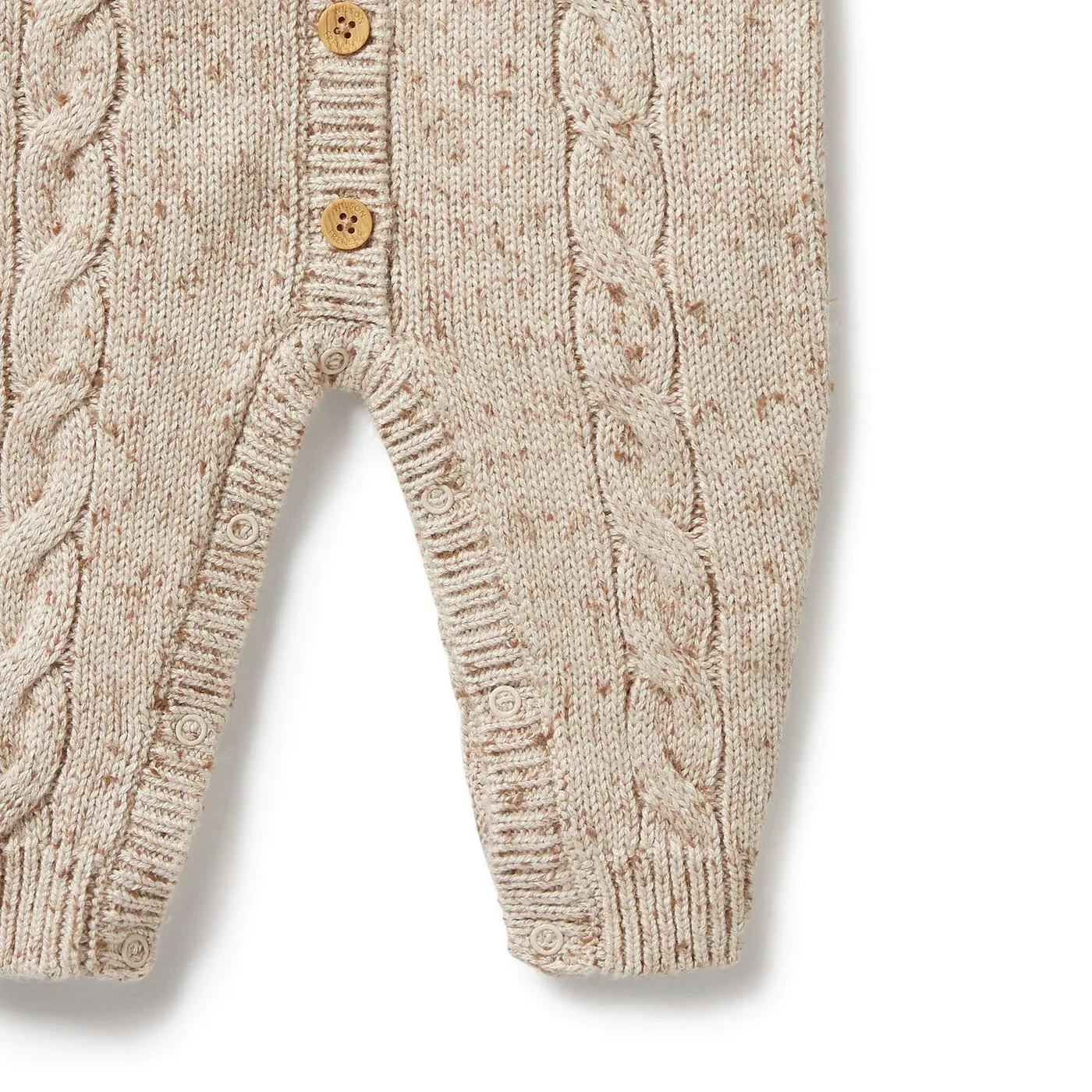 WILSON & FRENCHY ALMOND FLECK KNIT CABLE GROWSUIT