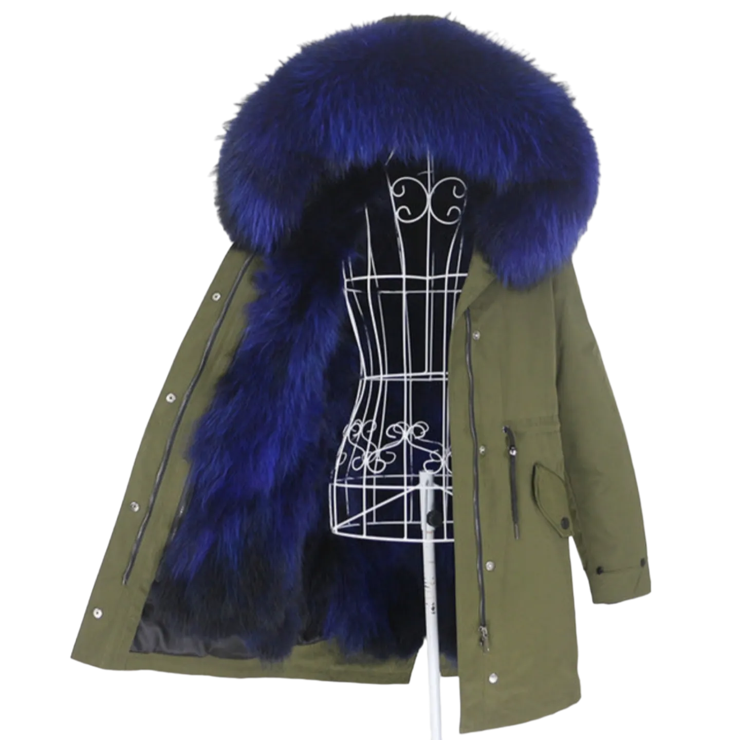 Winter Jacket Women Real Fur Coat Long Parka Natural