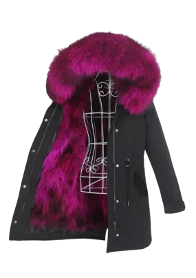 Winter Jacket Women Real Fur Coat Long Parka Natural