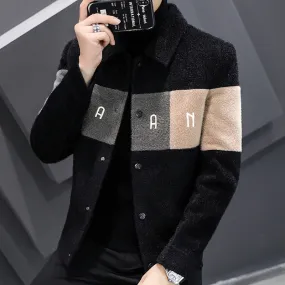 Winter Wool Blends Jacket Men Short Casual Business Trench Coat Slim Stitching Windbreaker Social Streetwear Overcoat