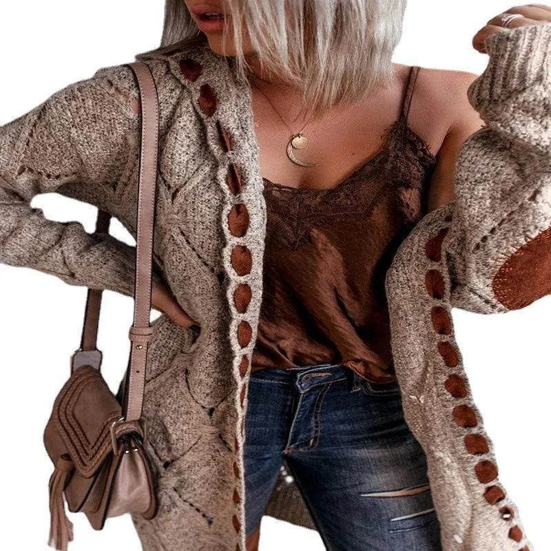 Women Knitting Long Sleeves Cardigan Sweaters