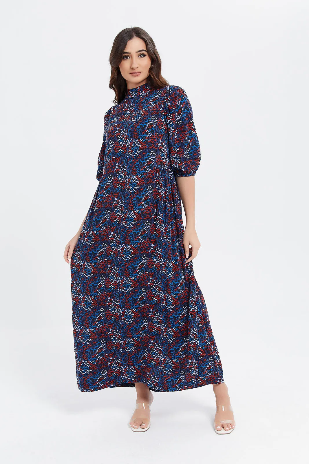 Women Navy Printed Maxi Dress