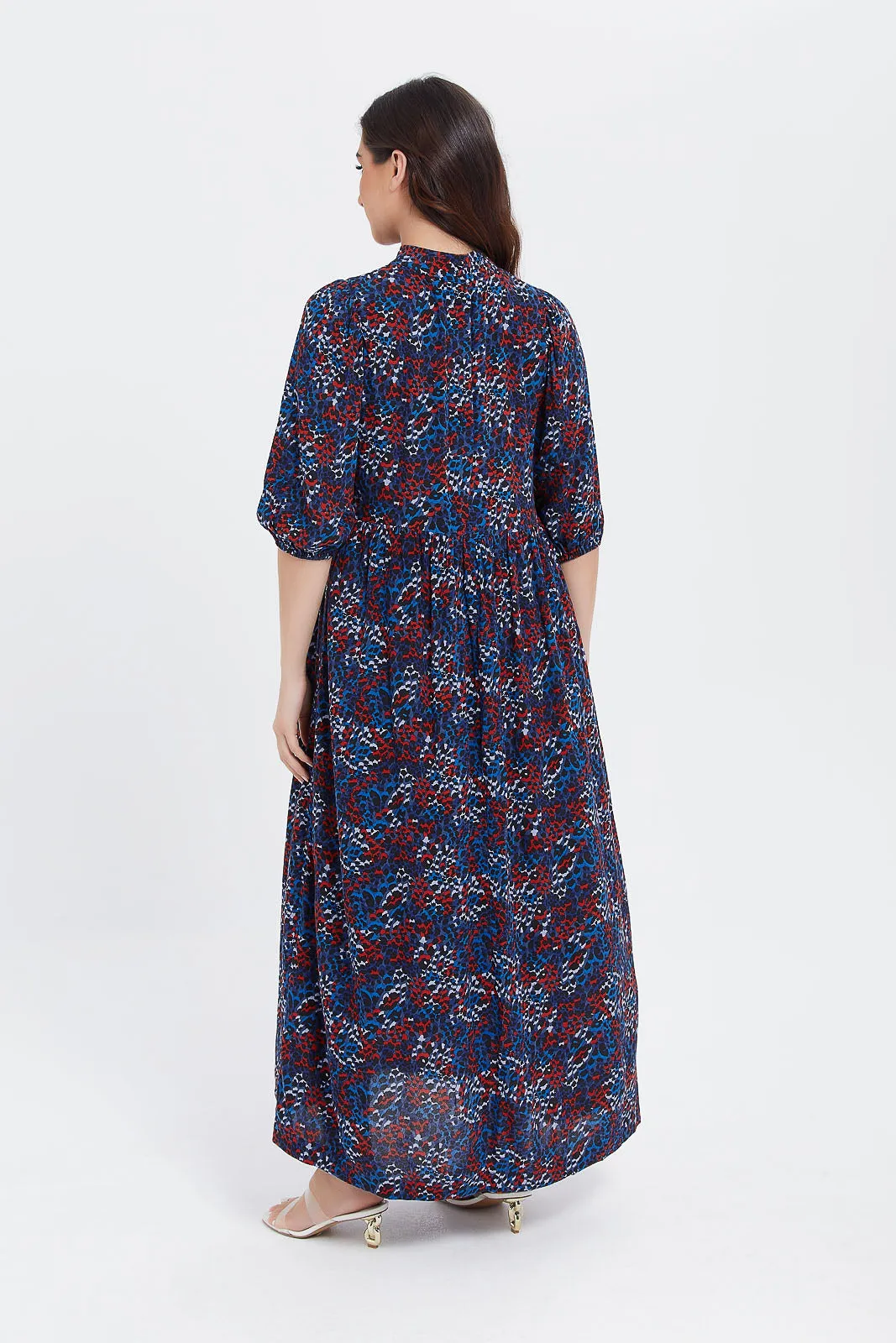 Women Navy Printed Maxi Dress