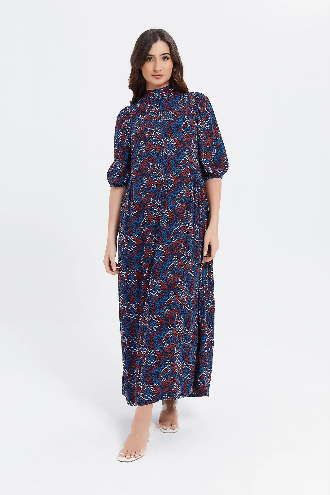 Women Navy Printed Maxi Dress