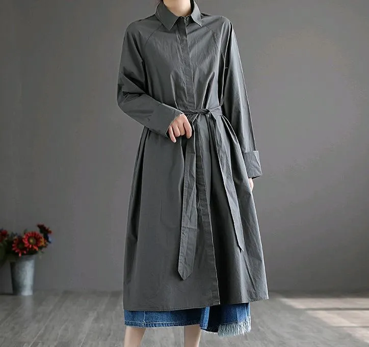 Women Slim Waist Long Midi Length Fall Overcoat