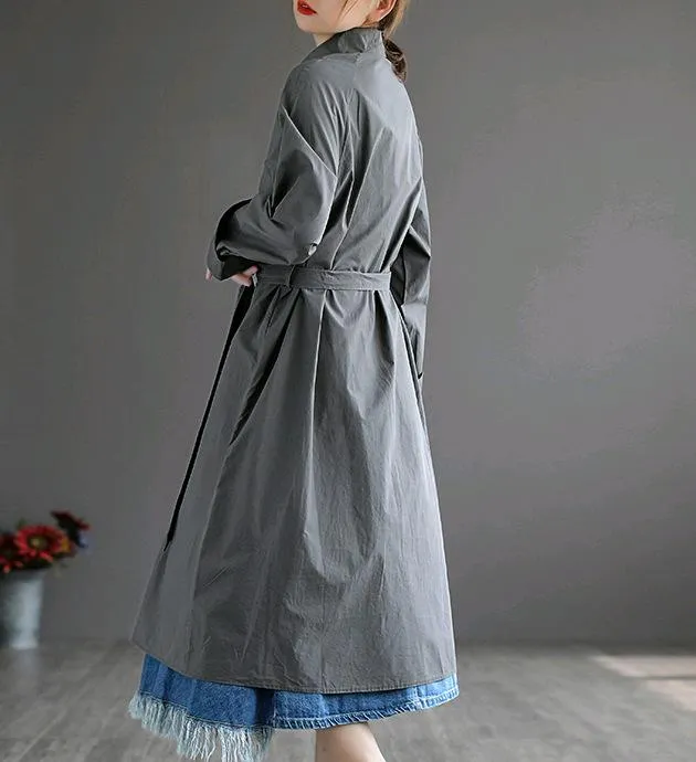 Women Slim Waist Long Midi Length Fall Overcoat