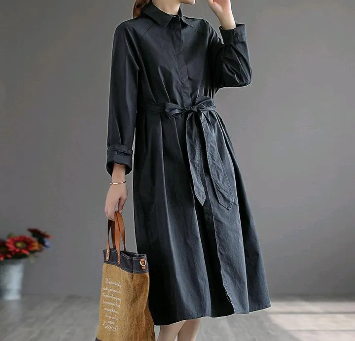 Women Slim Waist Long Midi Length Fall Overcoat