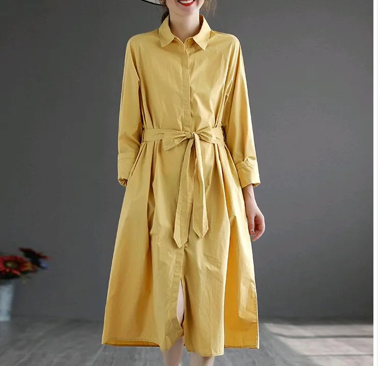 Women Slim Waist Long Midi Length Fall Overcoat