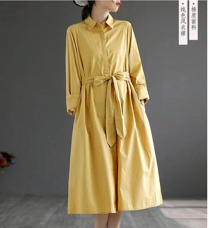 Women Slim Waist Long Midi Length Fall Overcoat