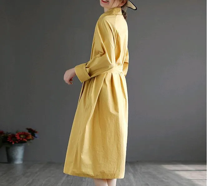 Women Slim Waist Long Midi Length Fall Overcoat