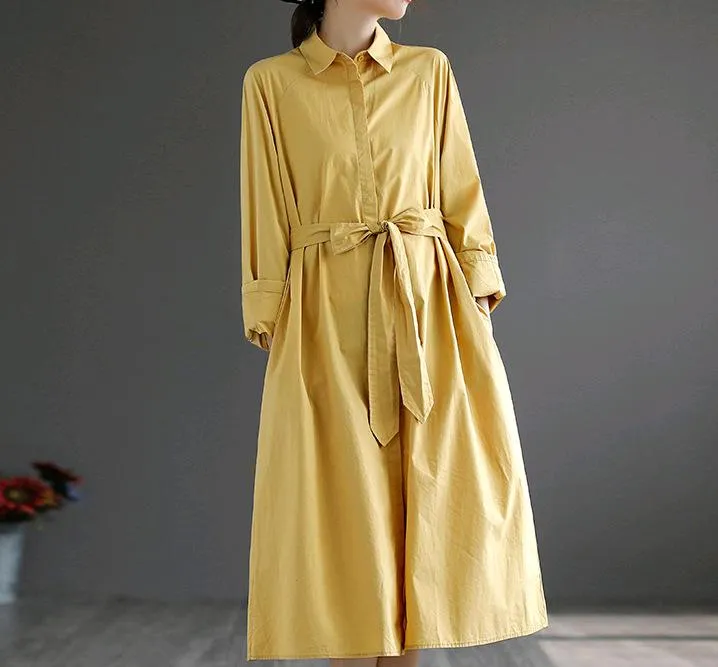 Women Slim Waist Long Midi Length Fall Overcoat