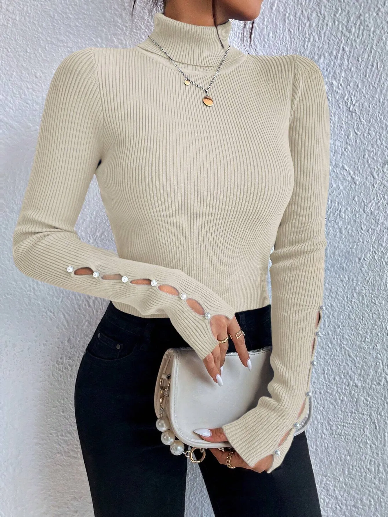 WOMEN'S SOLID COLOR MINIMALIST CREW NECK LONG SLEEVE SWEATER