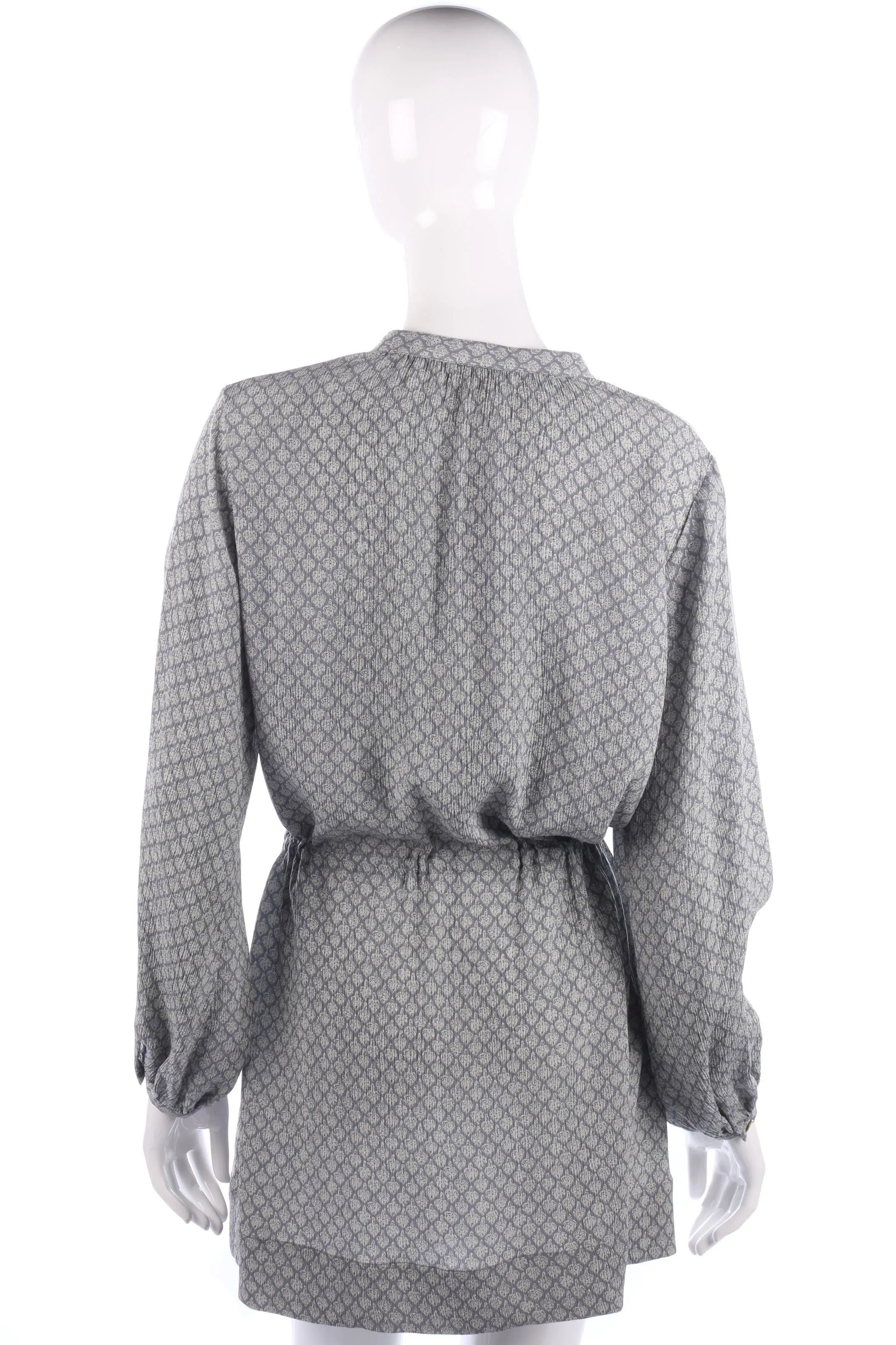 Wrap Tunic Top with Crystal Belt Silk Grey Pattern UK Size 12