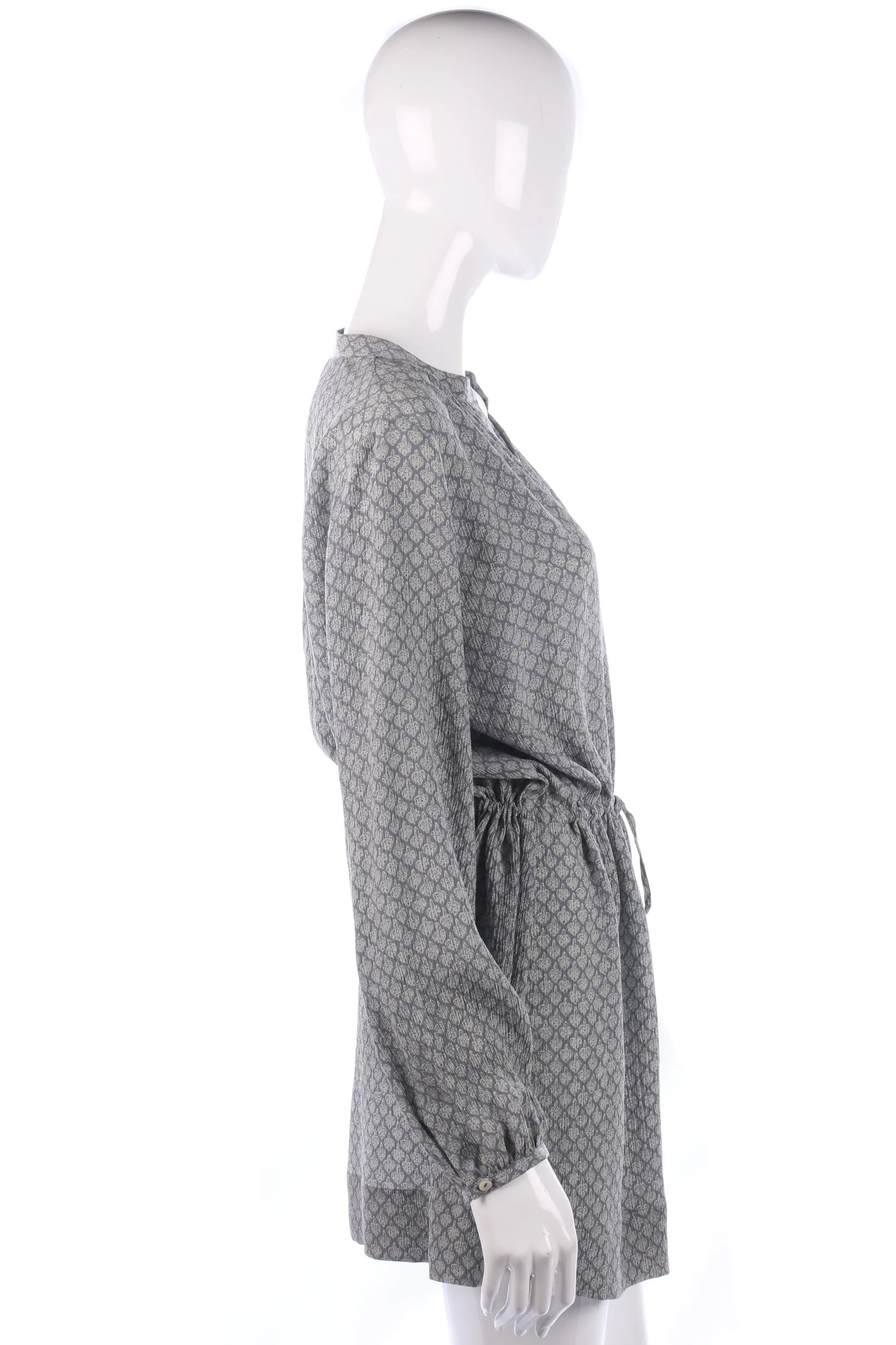 Wrap Tunic Top with Crystal Belt Silk Grey Pattern UK Size 12