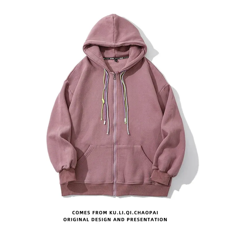 Y2k Pink Cardigan Hoodie Women Korean Casual Zip Up Hoodies Overcoat Woman Harajuku Loose Zipper Sweatshirts Streetwear Jacket