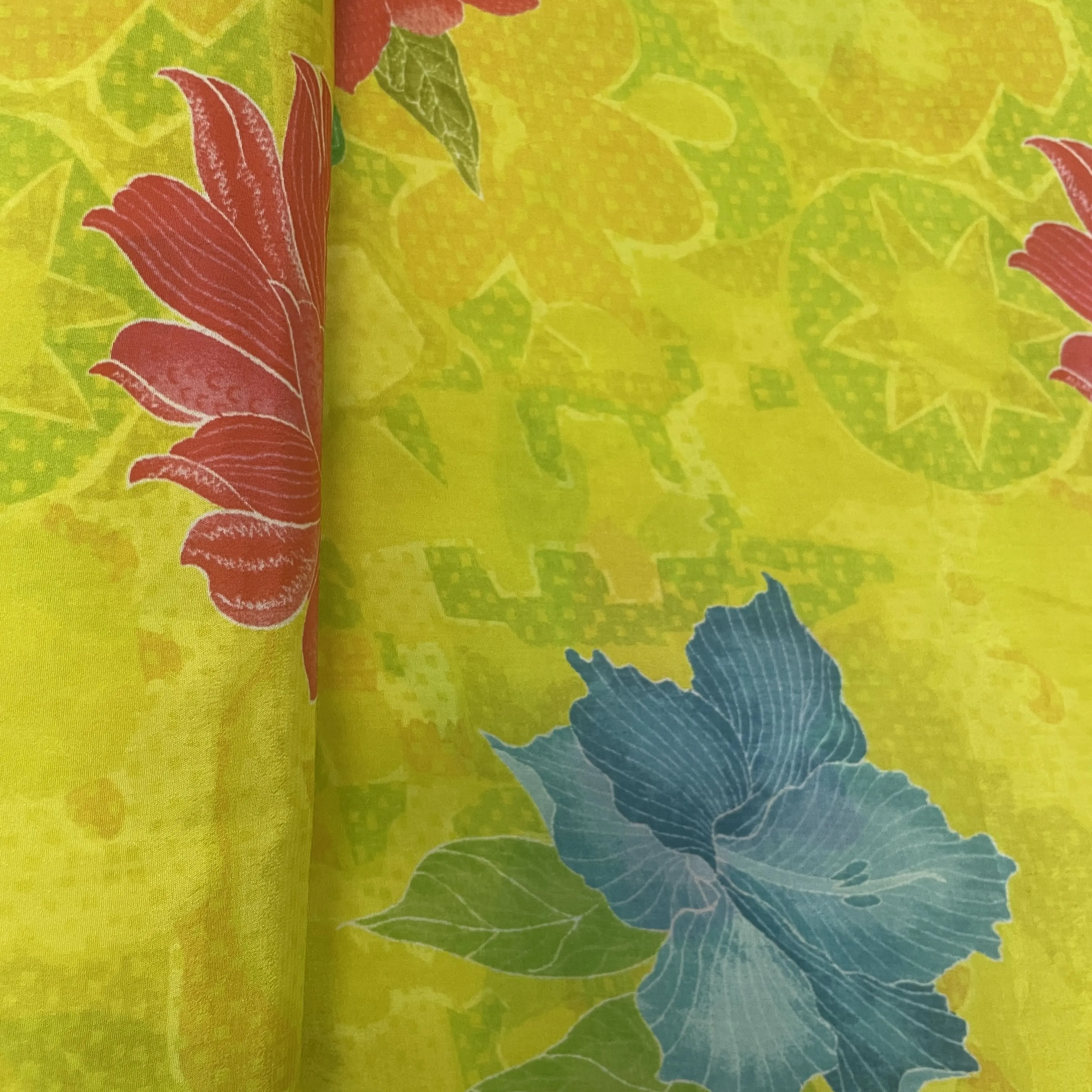 Yellow floral Print Crepe Fabric 18032