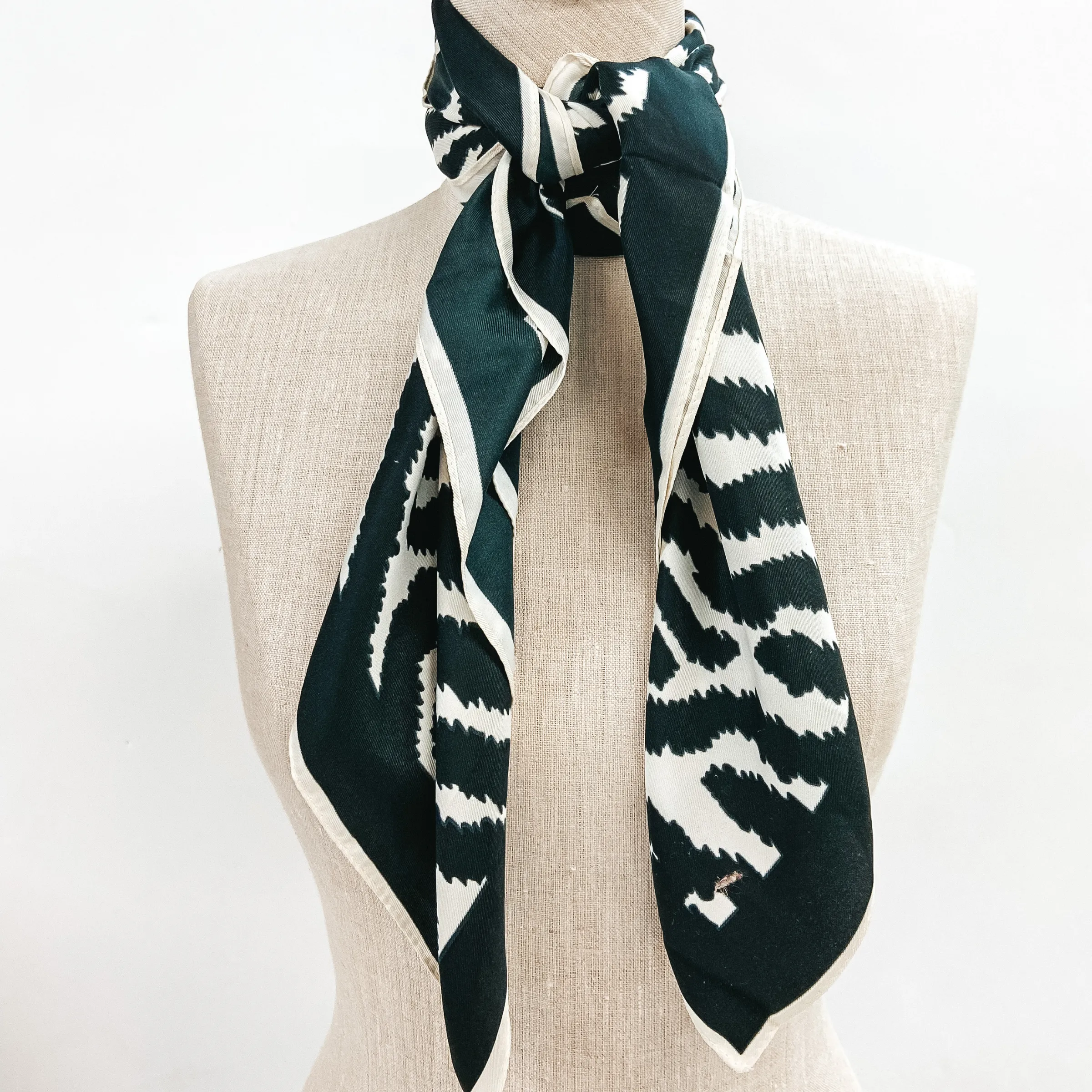 Zebra Print Square Scarf in Ivory and Black