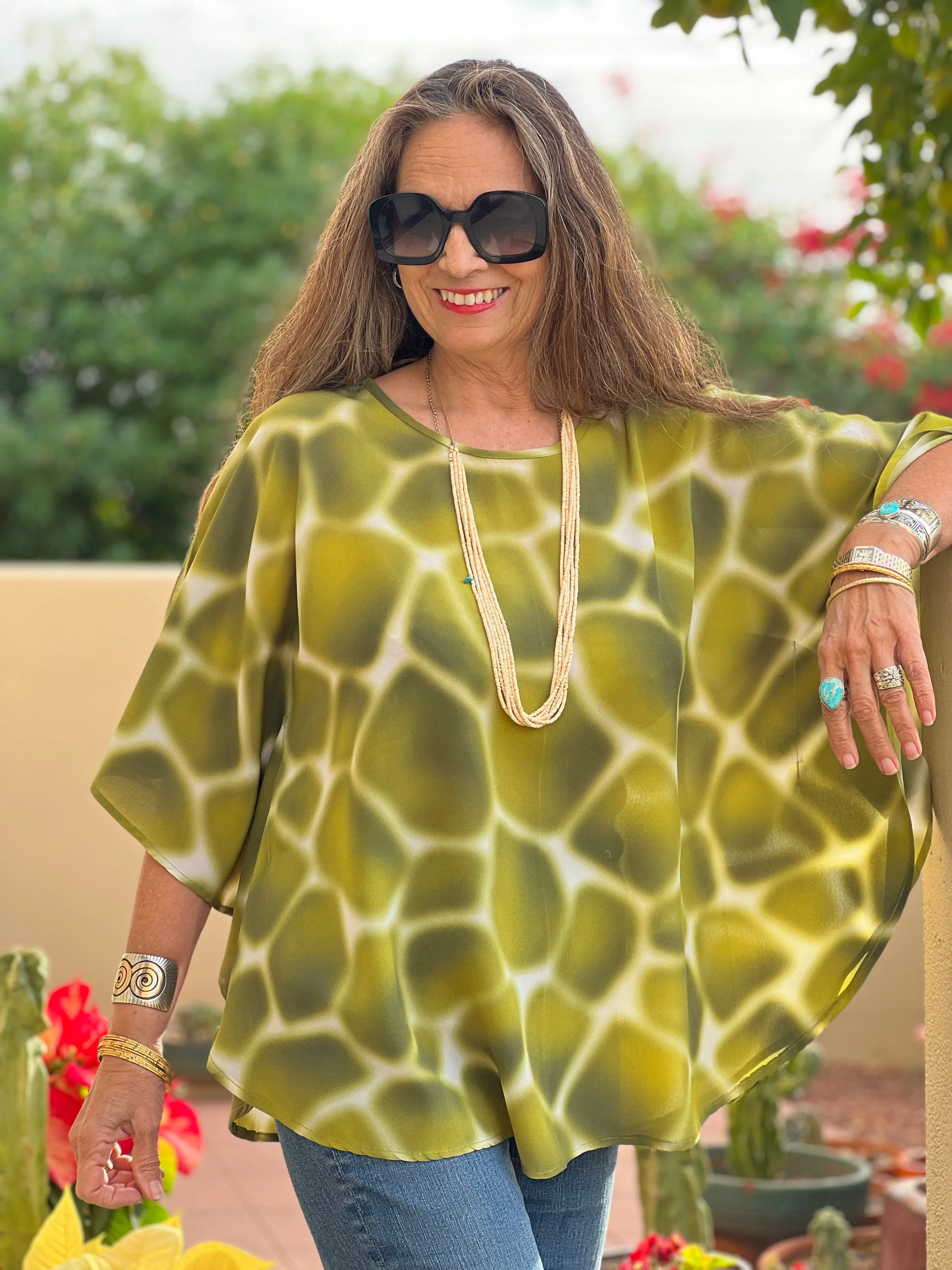 Zirafa Giraffa Oliva Italian Silk Poncho Store Credit