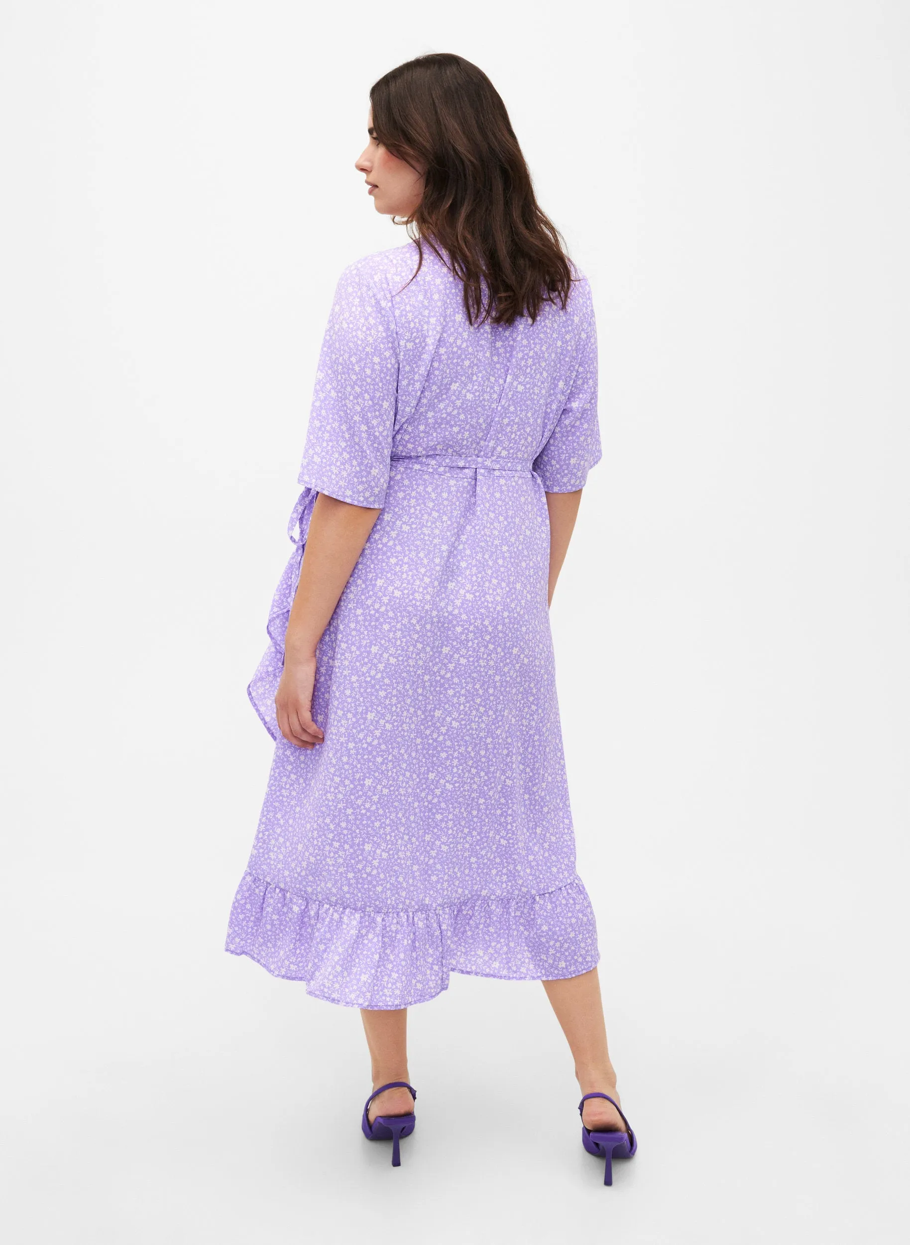 Zizzi Tuilp Wrap Lilac Dress