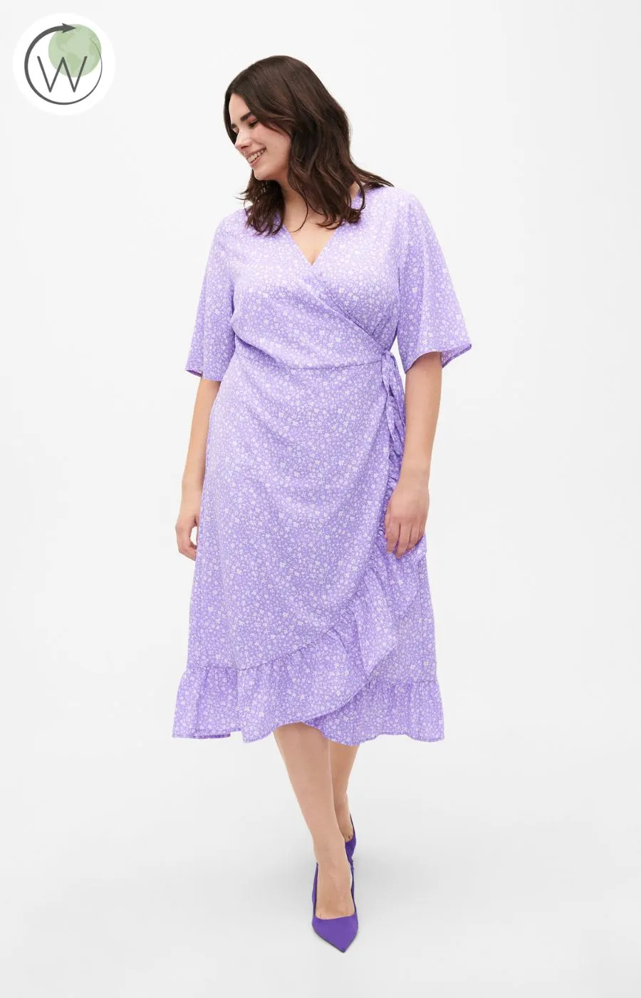 Zizzi Tuilp Wrap Lilac Dress