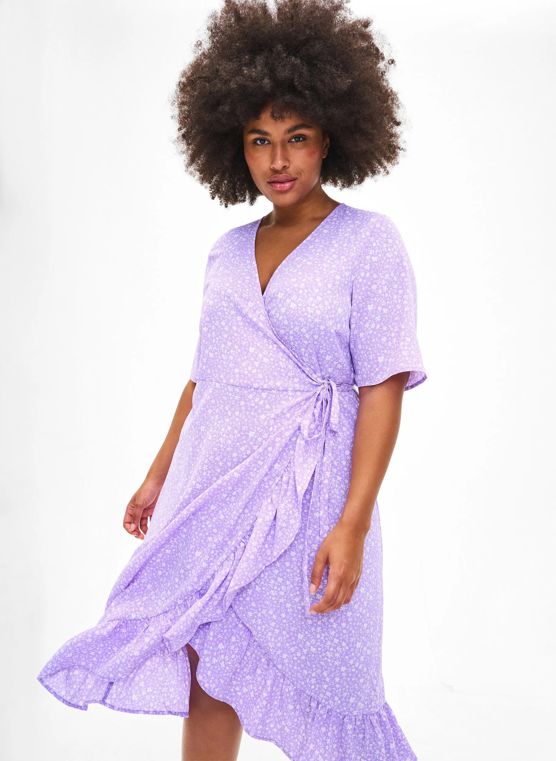 Zizzi Tuilp Wrap Lilac Dress